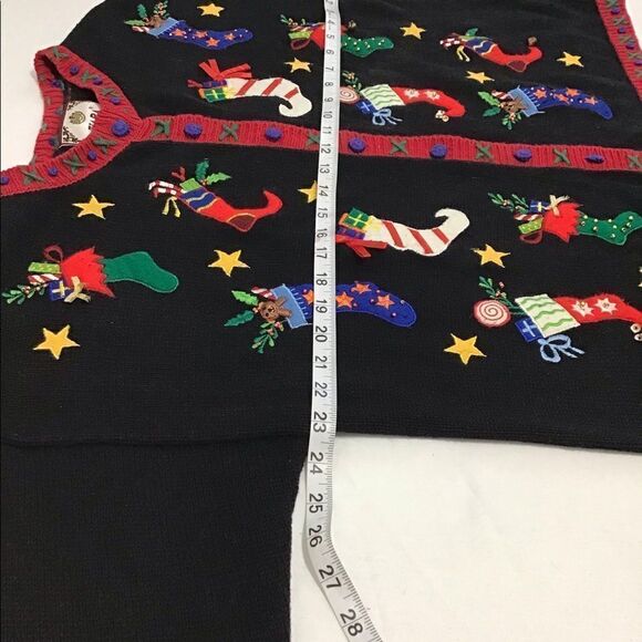 Tiara International Christmas Cardigan Sweater Size XL Holiday Sweater Stockings - Picture 13 of 15